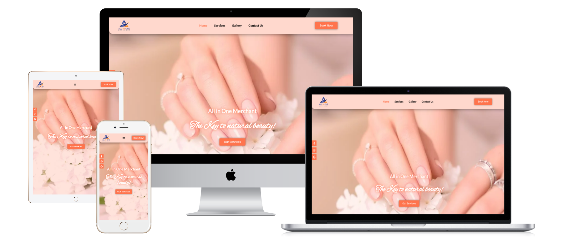 Responsive website mockup for Template A004